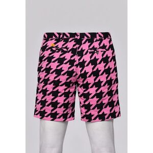 Loudmouth Golf Shorts Men's 33/34 Pink Sweet  Tooth Houndstooth Print